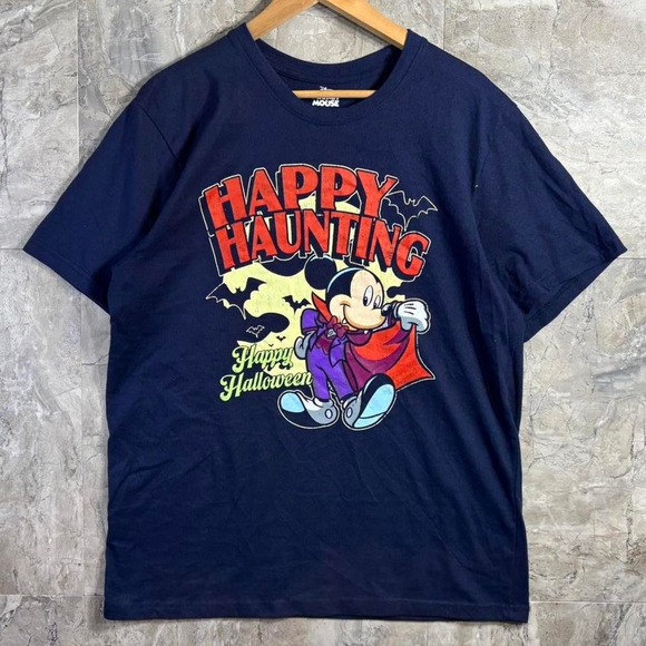 Disney Mickey Mouse Halloween navy blue cotton t-shirt Size XL Adult #halloween
